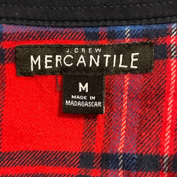 J.Crew Mercantile Women's Half Zip Pullover Shirt Red Blue Plaid  Flannel size M - Picture 11 of 11
